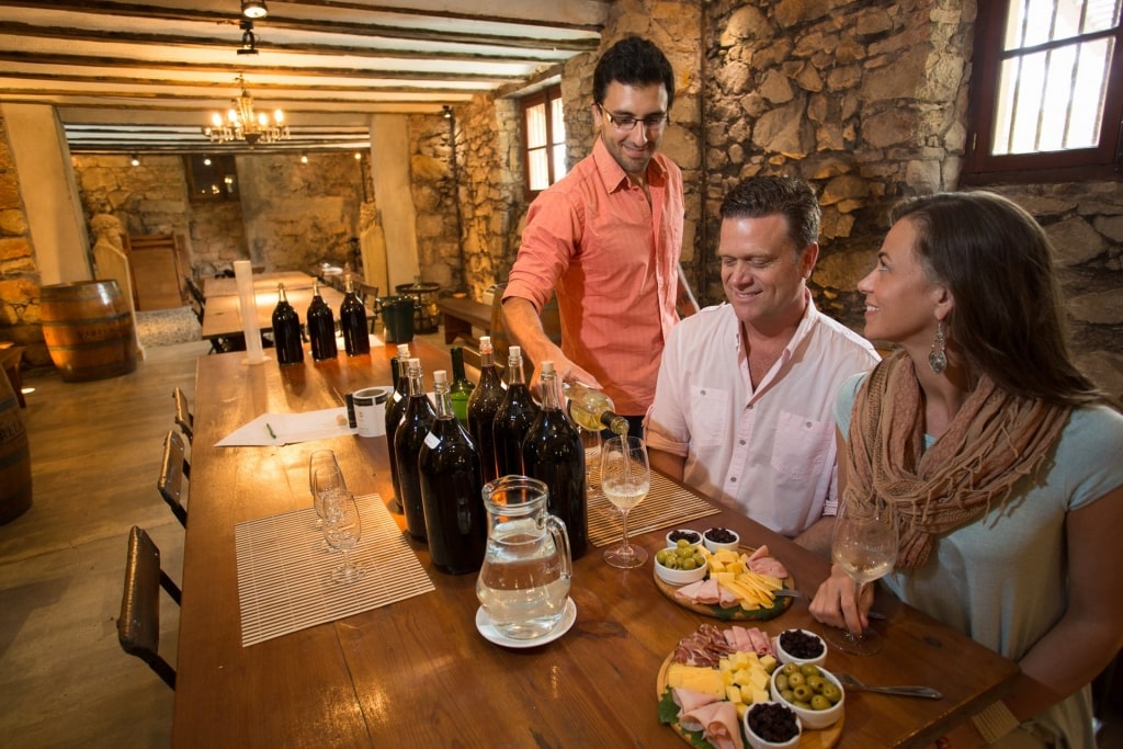 Couple on a wine tasting in Montevideo
