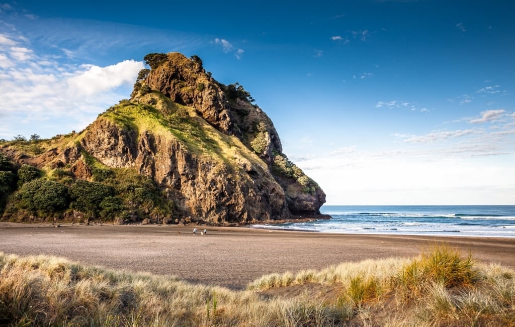 Magnificent rock formation of Lion Rock, Piha Beach