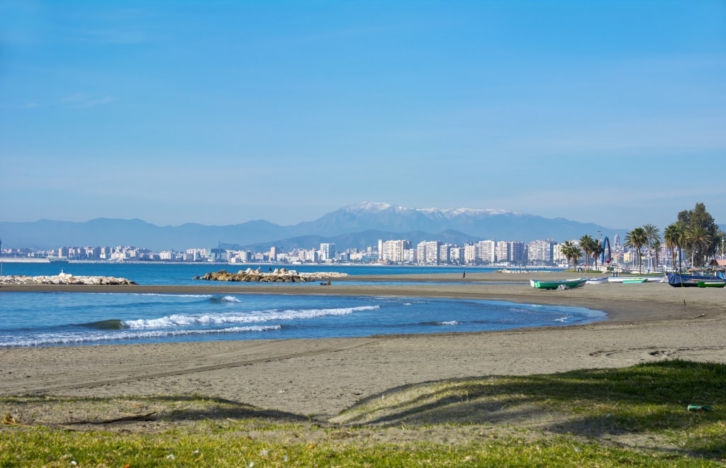 Black sand beach of El Palo Beach, Malaga