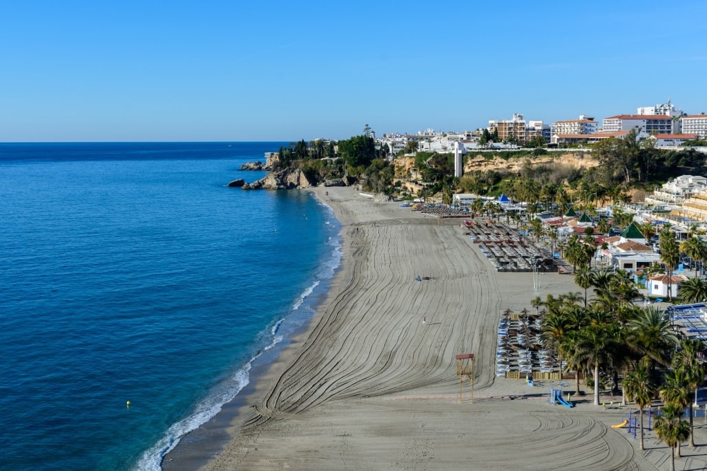 Black sand beach of Playa de Burriana, Nerja