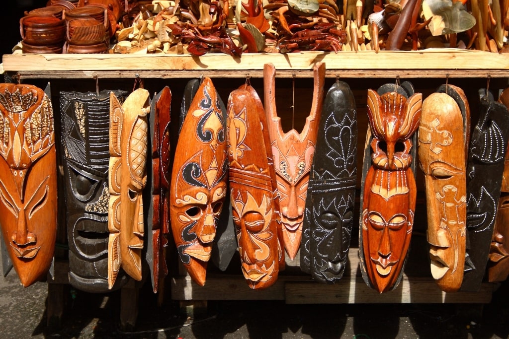 Wood carvings at the Nassau Straw Market