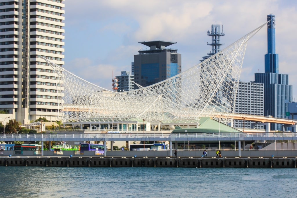 Unique architecture of the Maritime Museum in Kobe